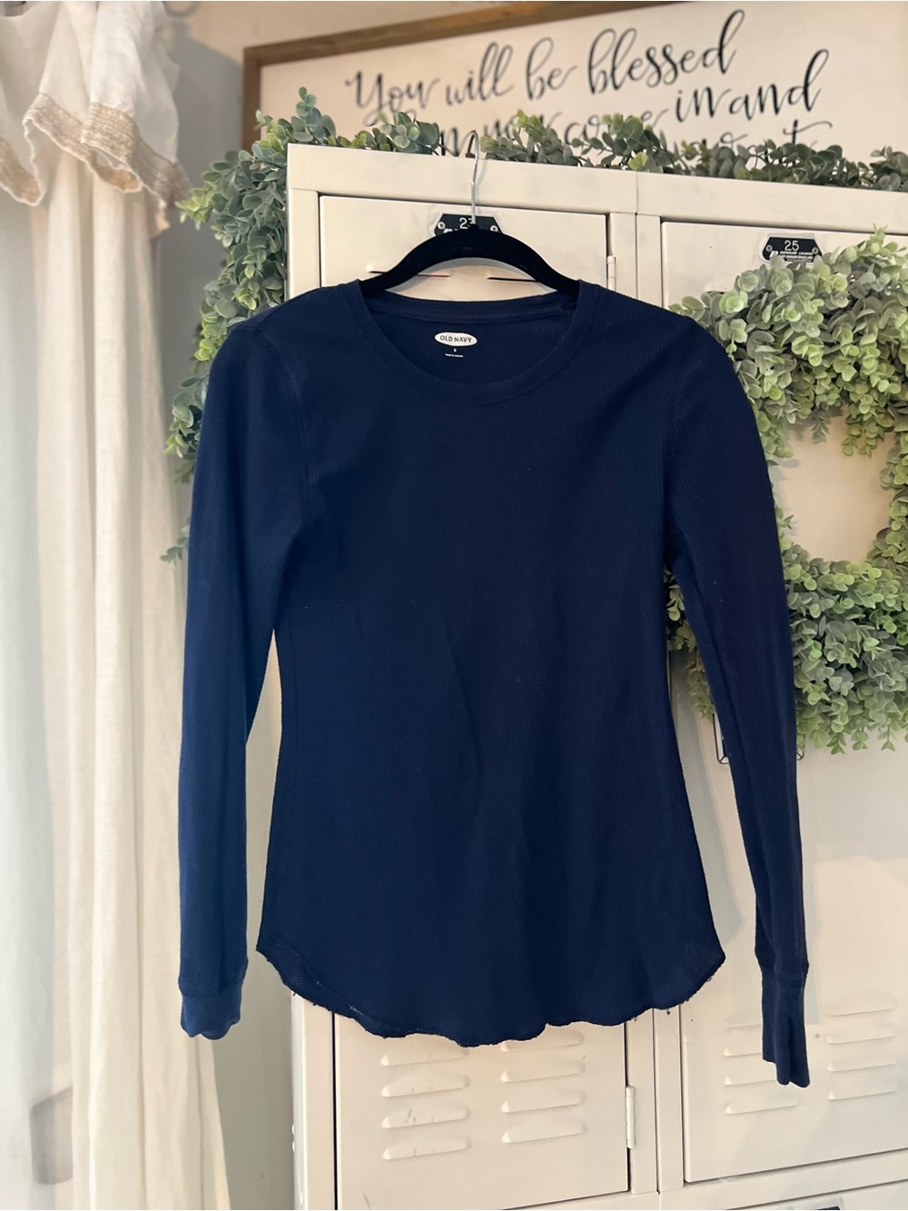 Old Navy Women's Long-Sleeve Ribbed Crewneck Top - Navy Blue